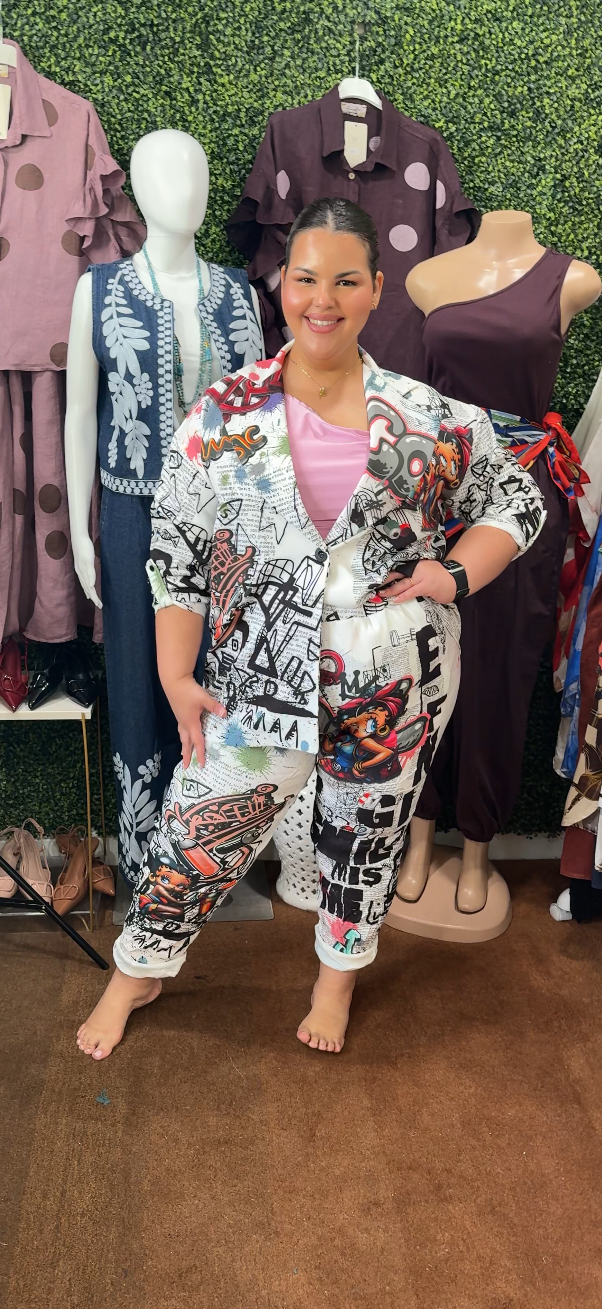 Set plus size jogger y blazer