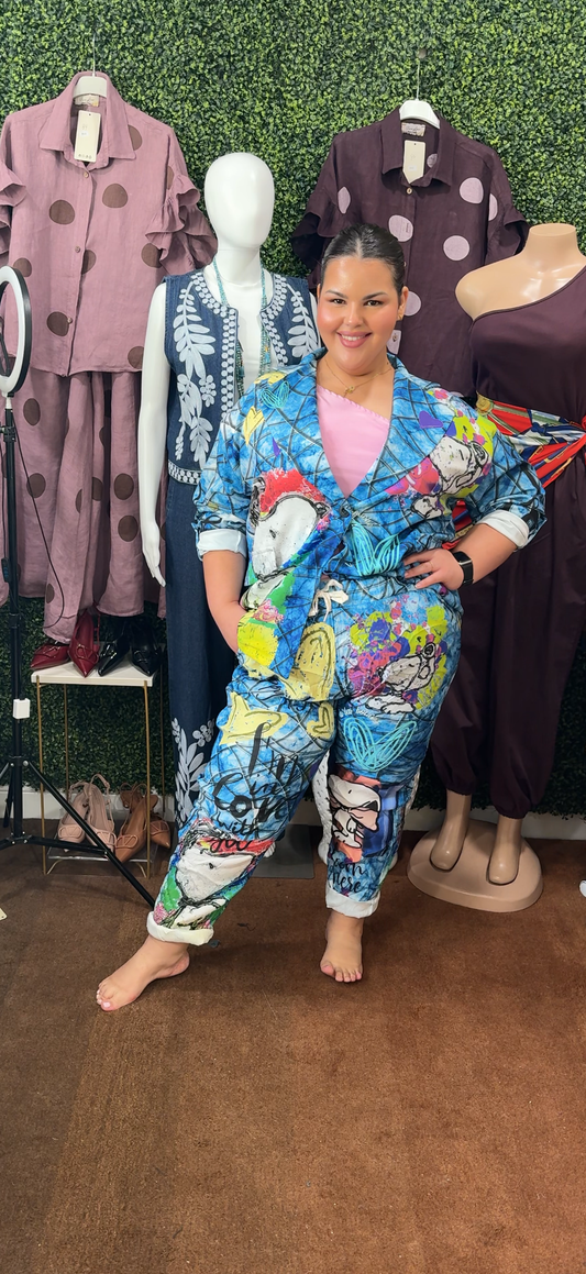 Set plus size jogger y blazer